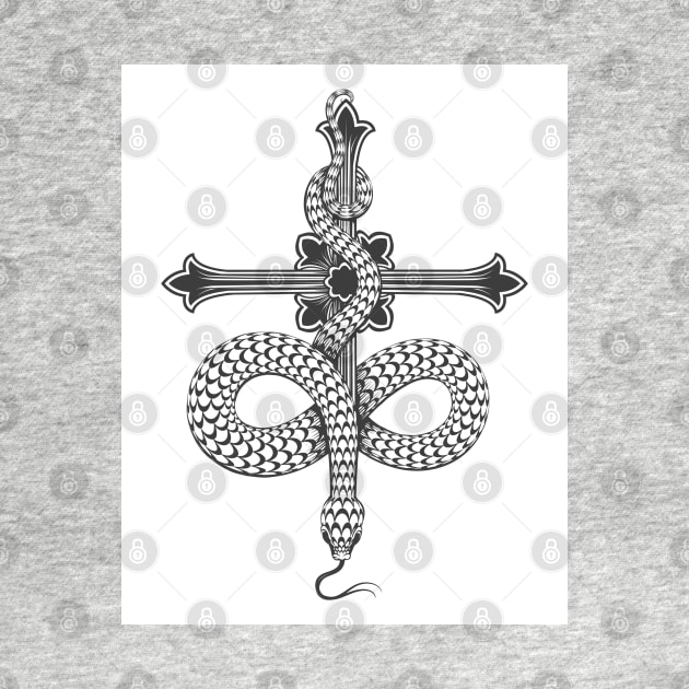 Snake on a Cross Tattoo by devaleta